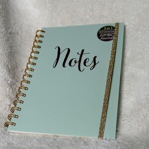 Notes Green & Gold Spiral Journal Doodle Sketch Notebook NWT lines dots blank